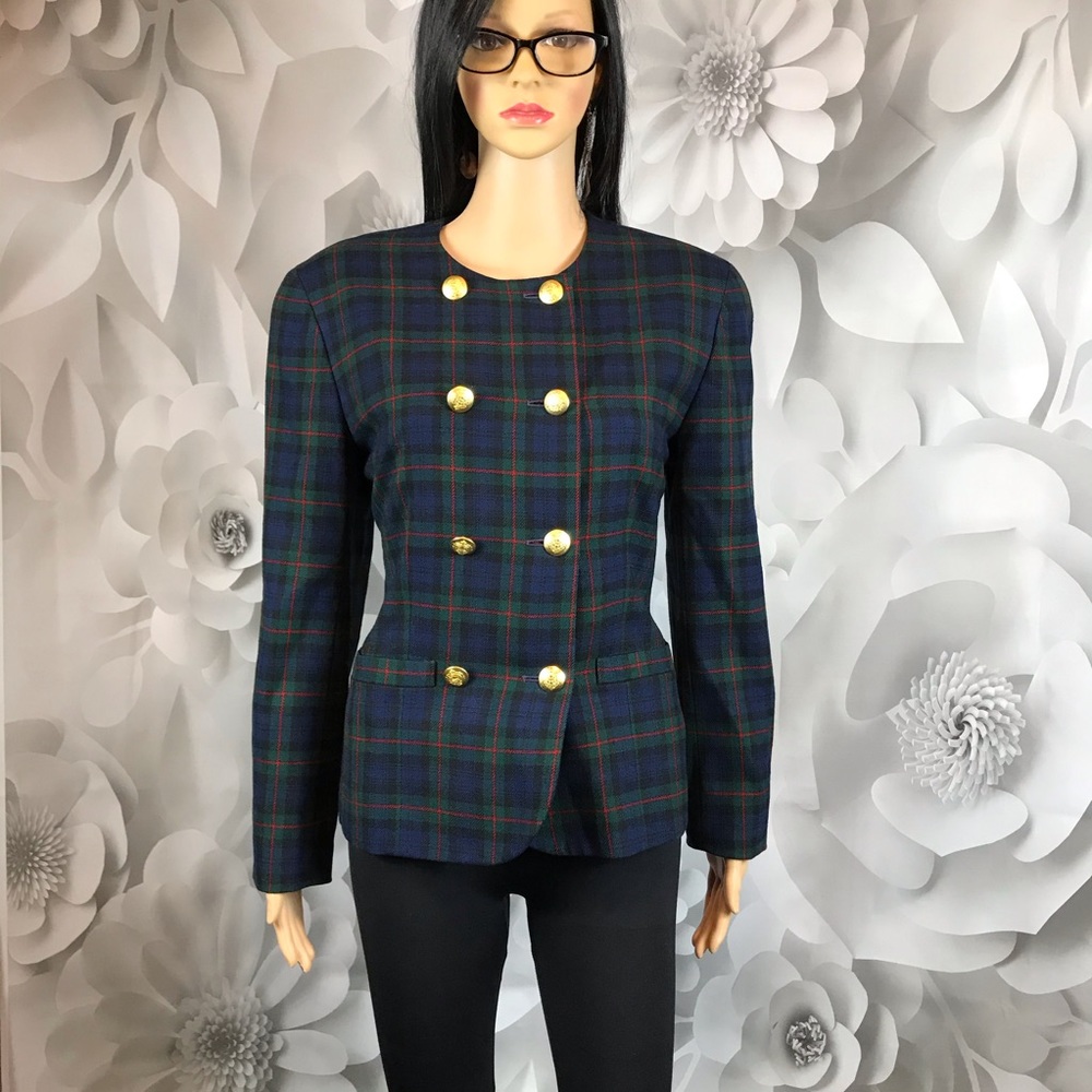 Double Breasted Blazer Pendleton Red Blue Check 8 - image 2